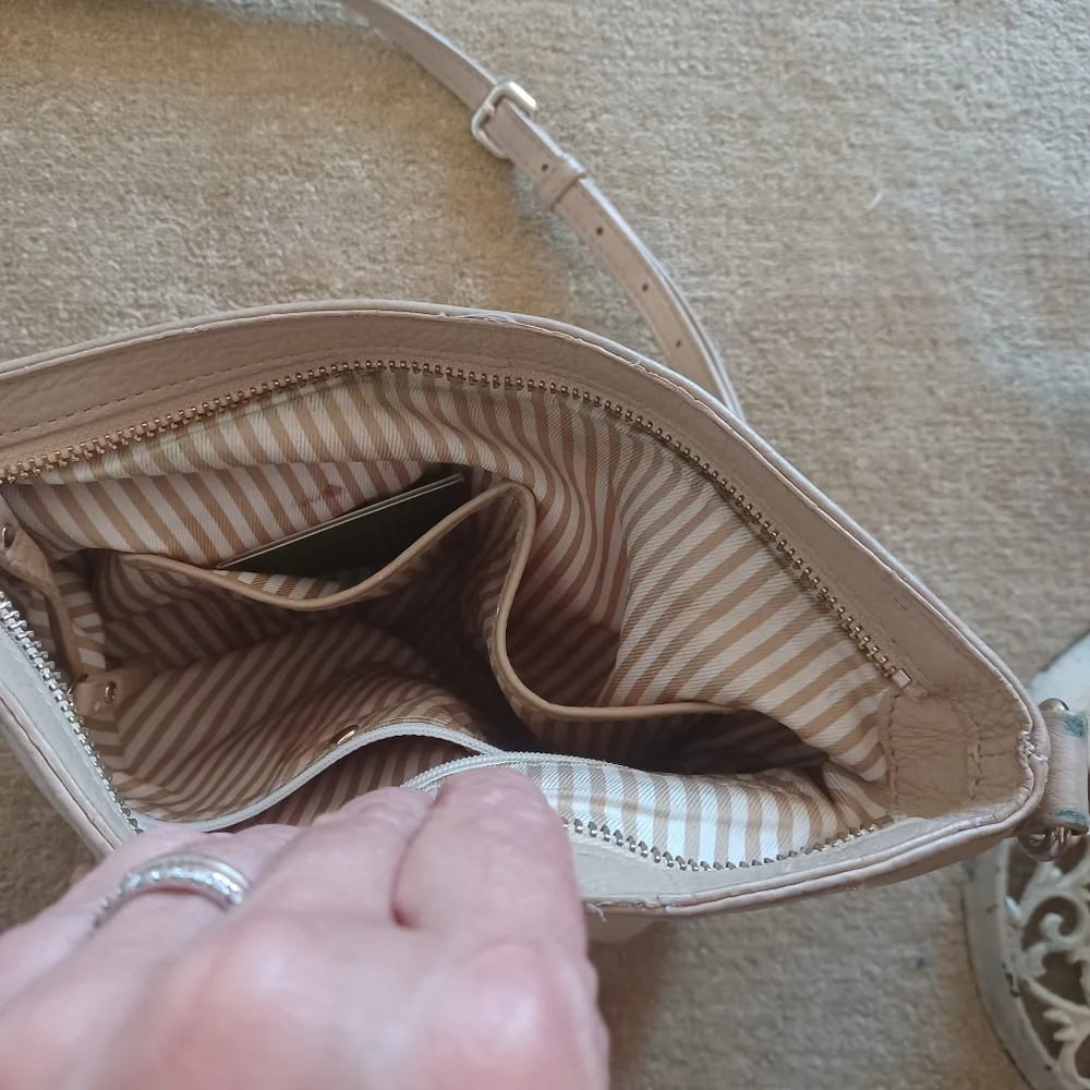 Kate Spade crossbody bag gold chain tan beige taupe Quiet Luxury Preppy